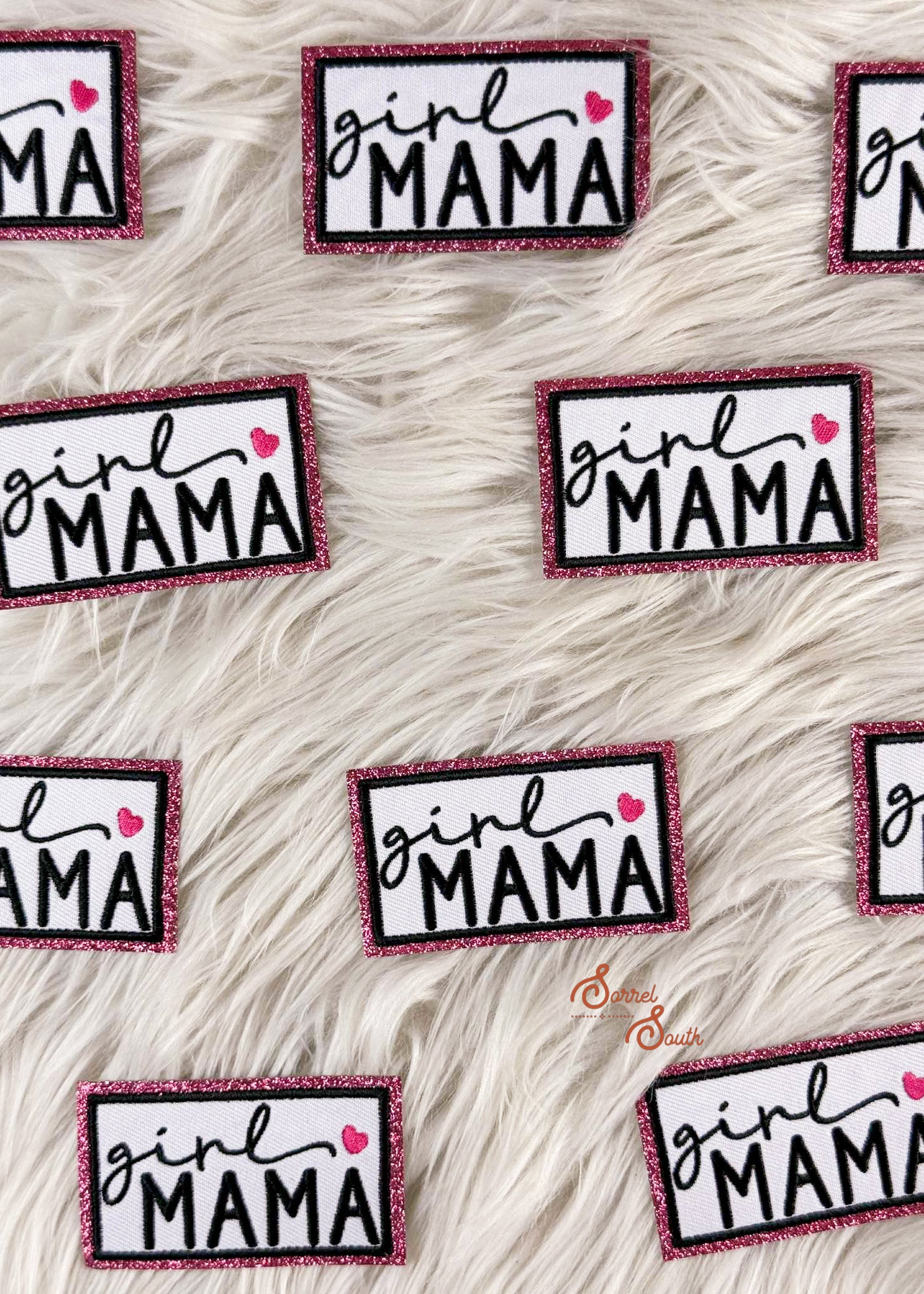 Pink Glitter Girl Mama Patch adhesive patch Sorrel South