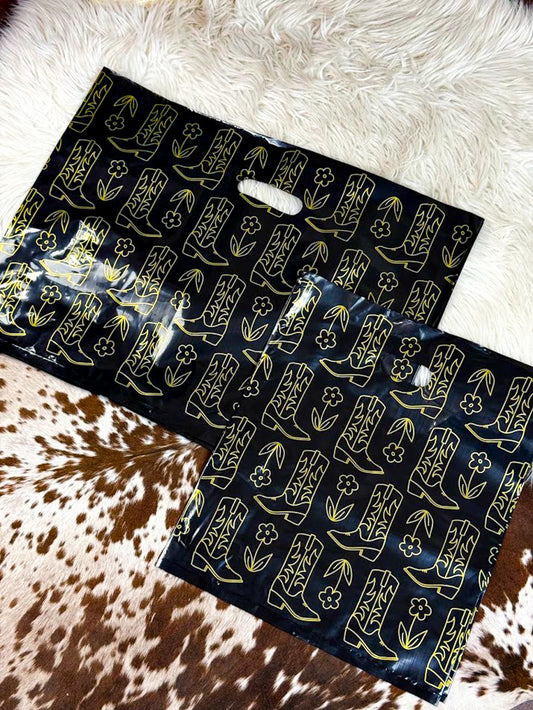 12" x 15" Black Floral Boot Shopping Bags Shopping Bags Sorrel South