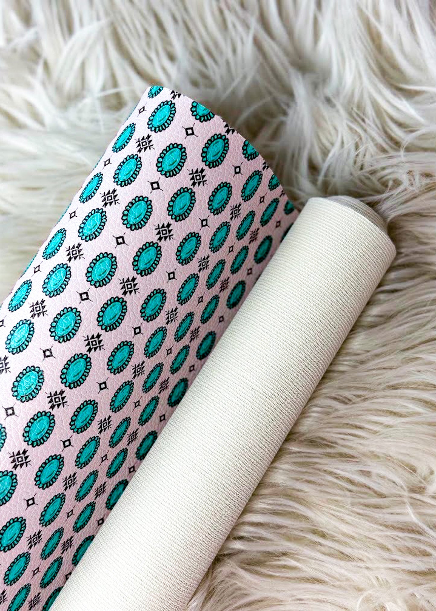 Turquoise Concho Stone Faux Leather