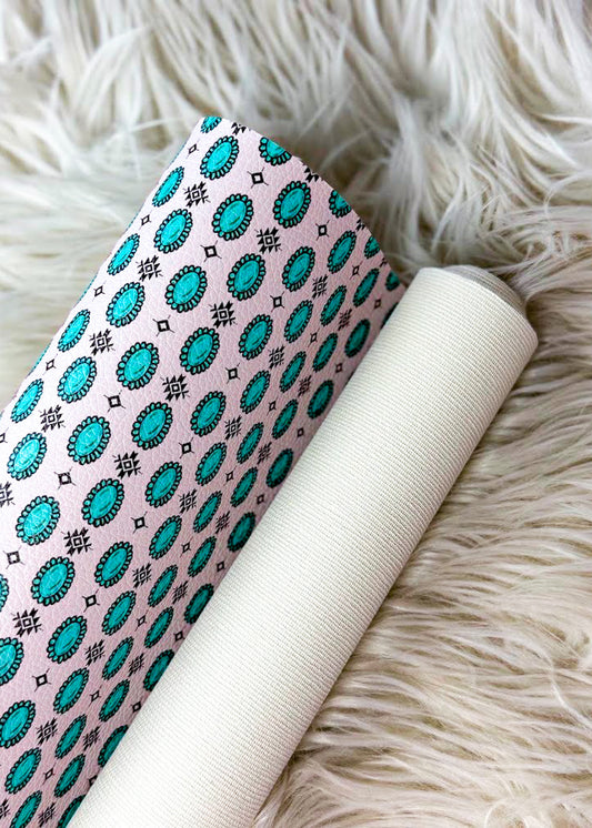 Turquoise Concho Stone Faux Leather Faux Leather 12" x 53" Sorrel South