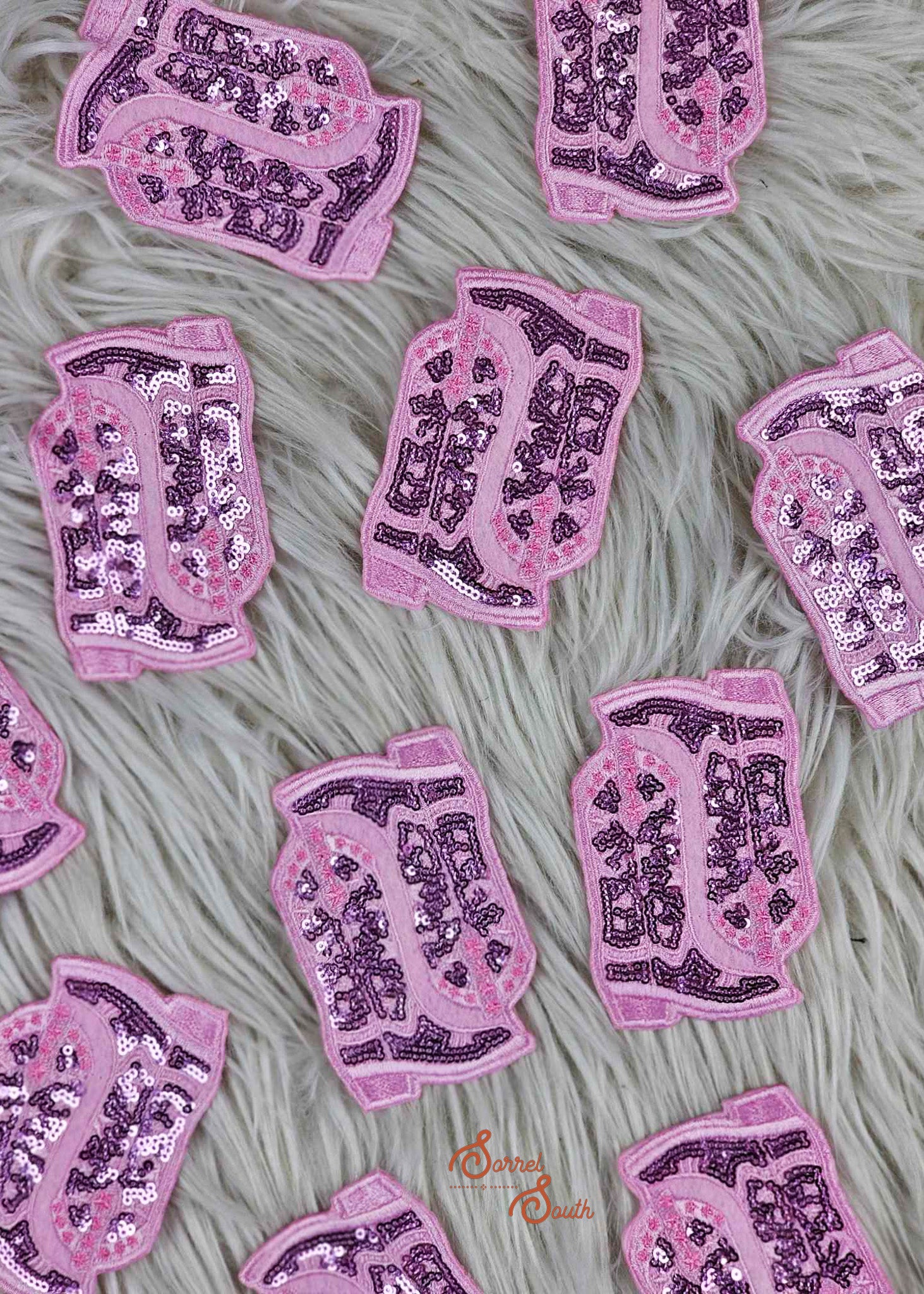 All Things Bling Cowgirl Boot Sequin Patch, wholesale iron on patch