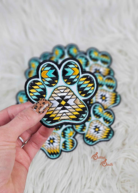 Aztec Paw Print Patch, wholesale iron on patch