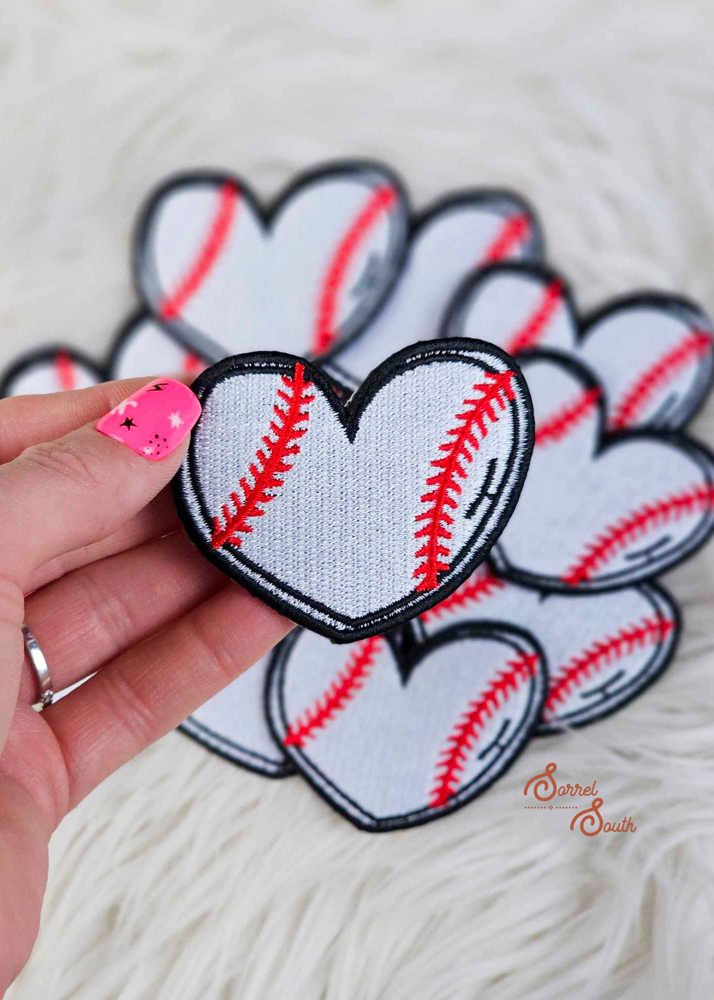 Baseball Heart Patch, wholesale iron on patch