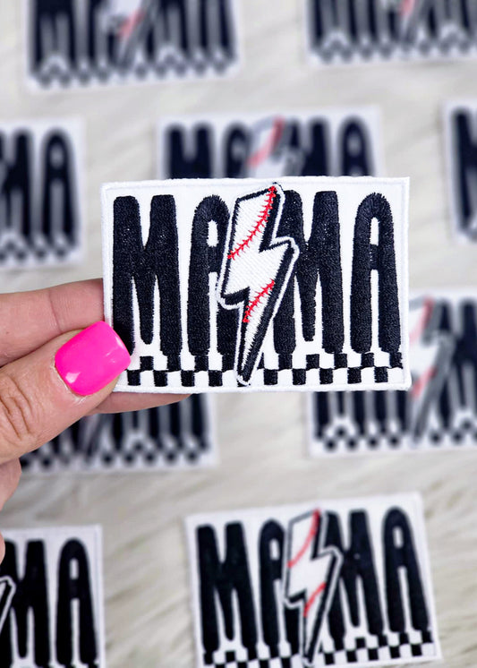 Baseball Mama Lightning Bolt Patch