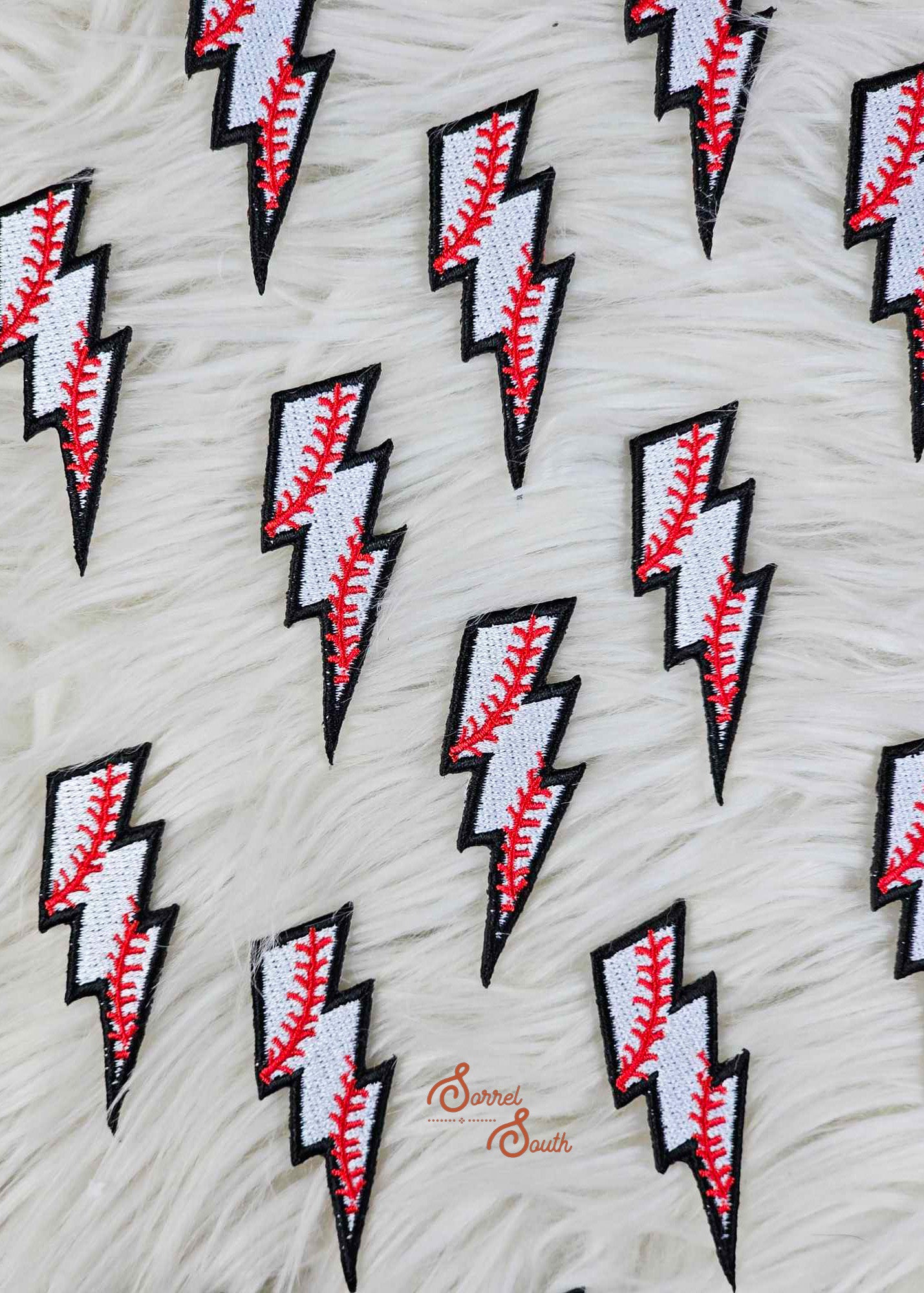 Baseball Lightning Bolt Patch, wholesale iron on patch