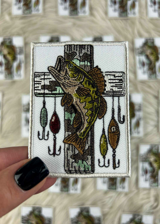 Bass Fishing and Camo Cross Patch adhesive patch Sorrel South