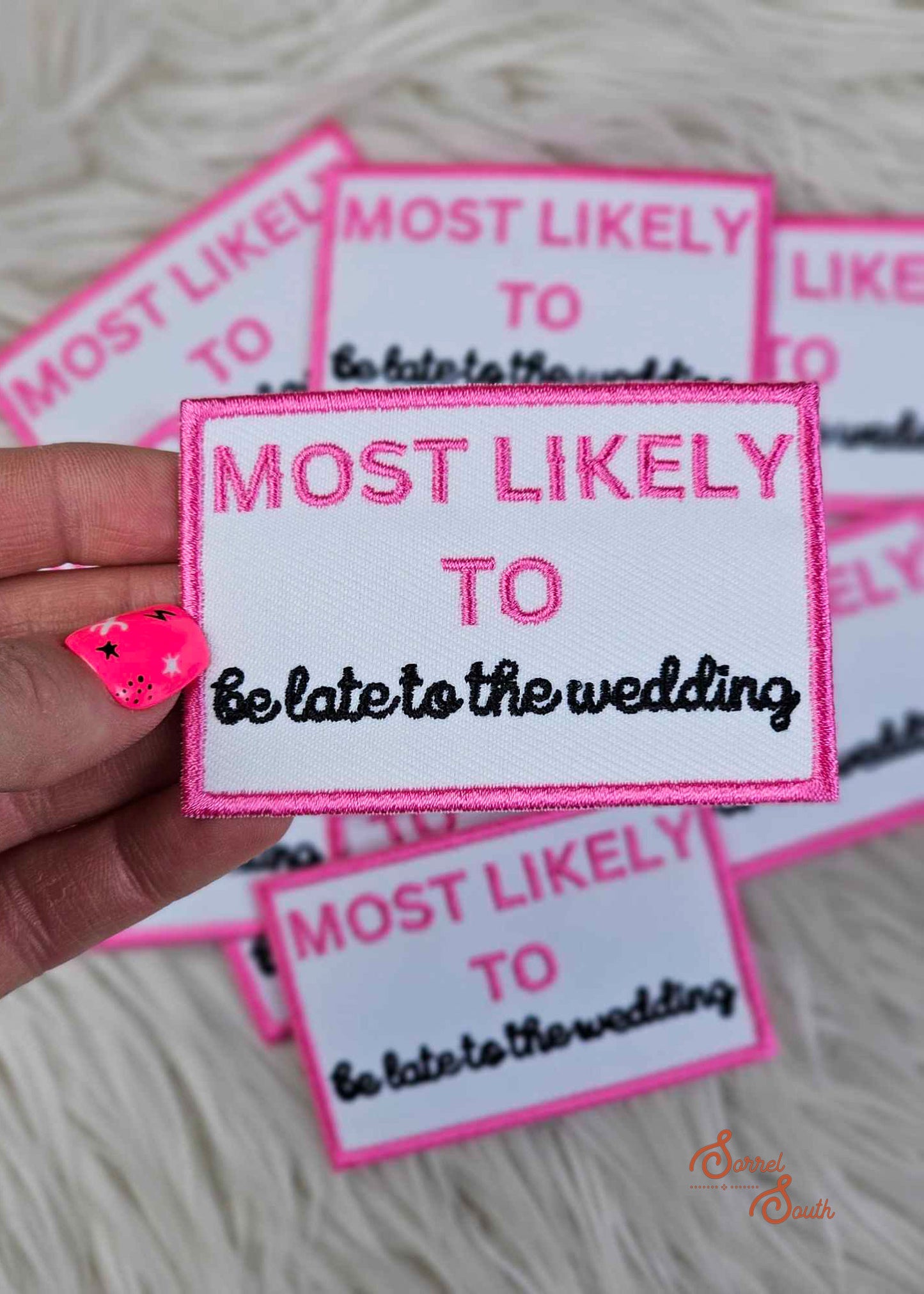 Be Late To The Wedding Bachelorette Collection Patch, iron on bridal party patches