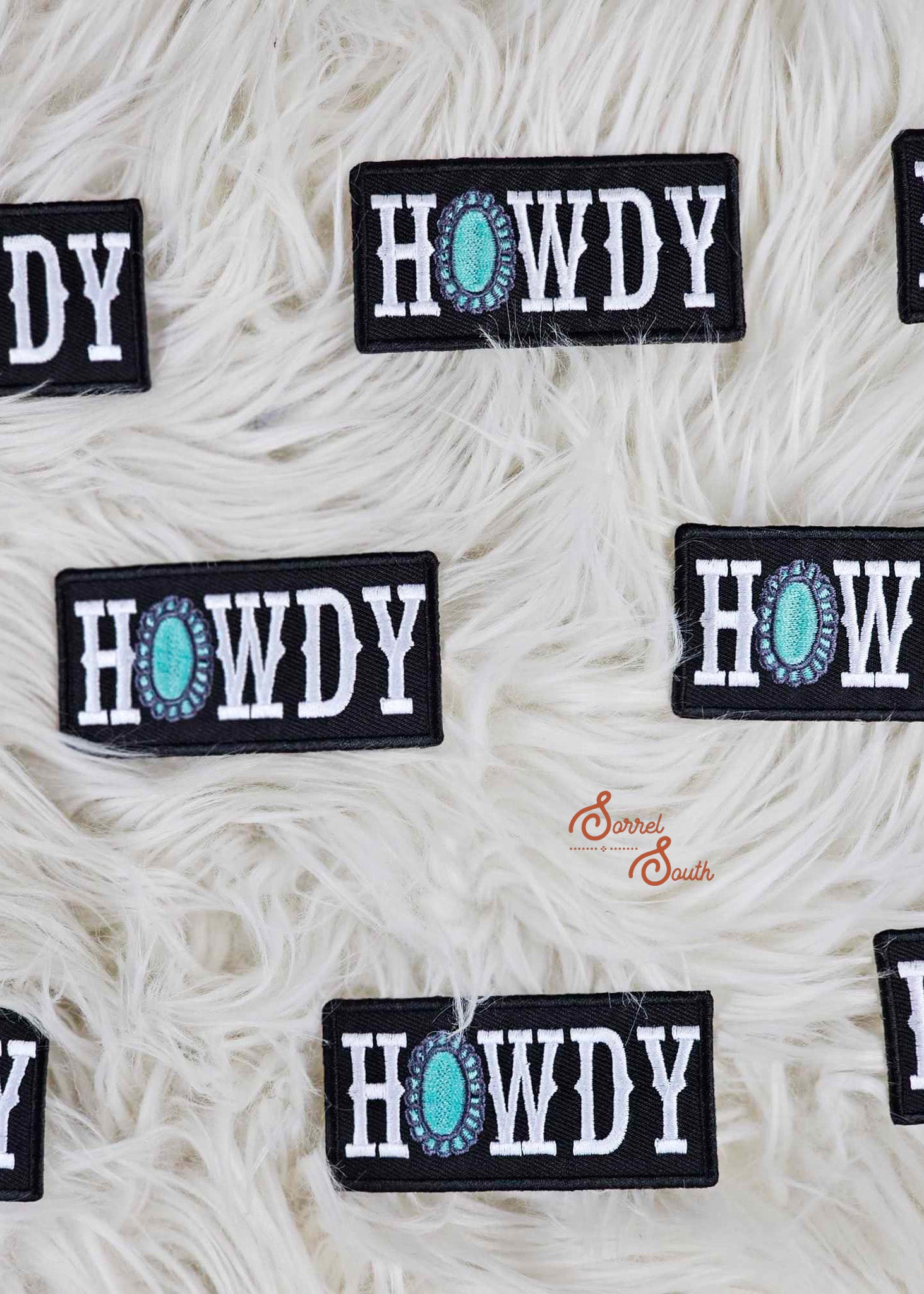 Black Howdy Turquoise Stone Patch, wholesale iron on patches