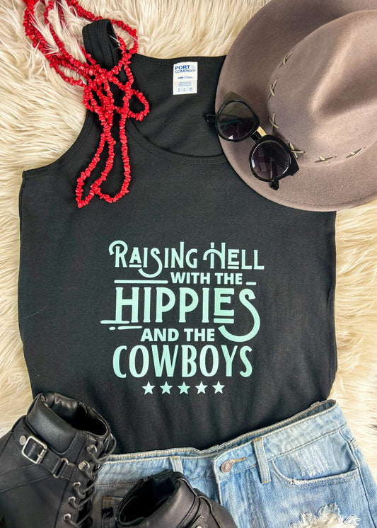 Raising Hell with Hippies and Cowboys Screenprint Transfer