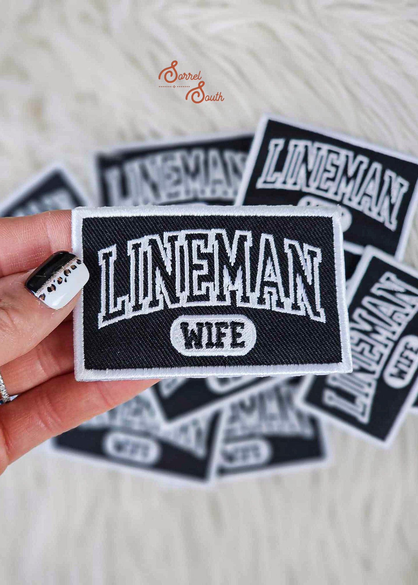 Black Lineman Patch, wholesale iron on patches