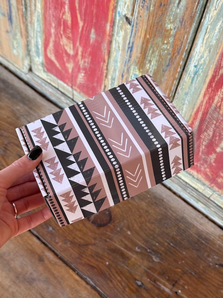 6" x 4" x 2" Black & Tan Aztec Buckle Boxes 6x4x2 shipping boxes Sorrel South