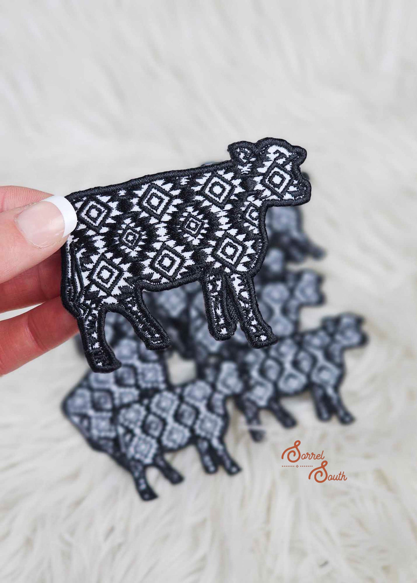 Black & White Aztec COW Patch, wholesale iron on patches