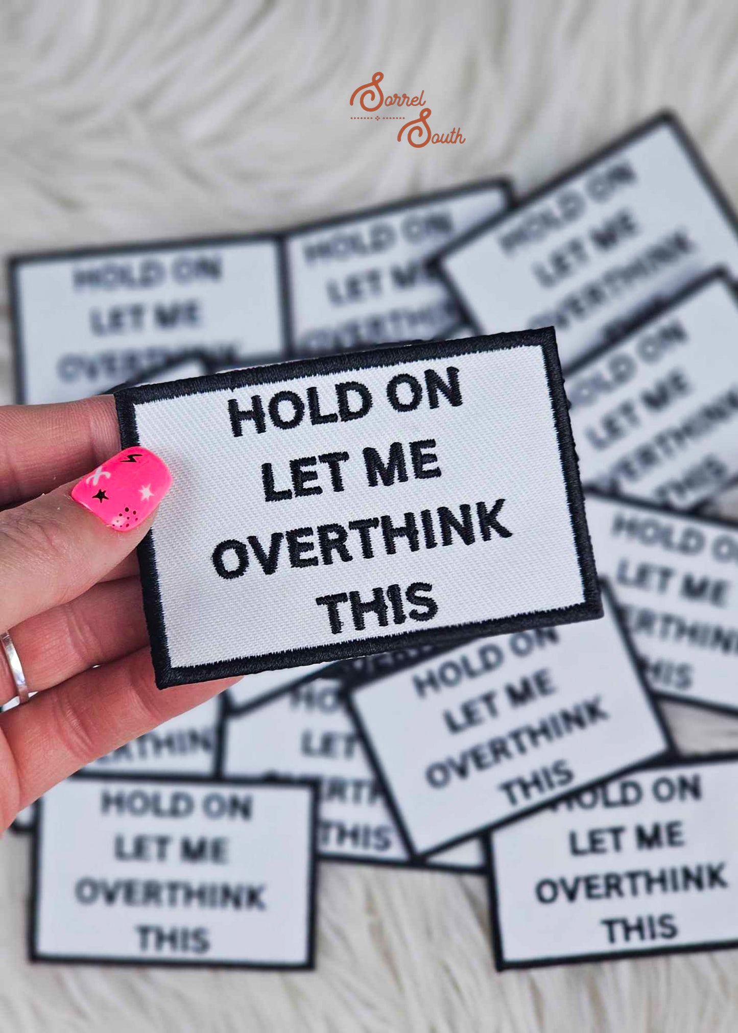 Black & White Hold On Let Me Overthink This Patch, wholesale iron on patch