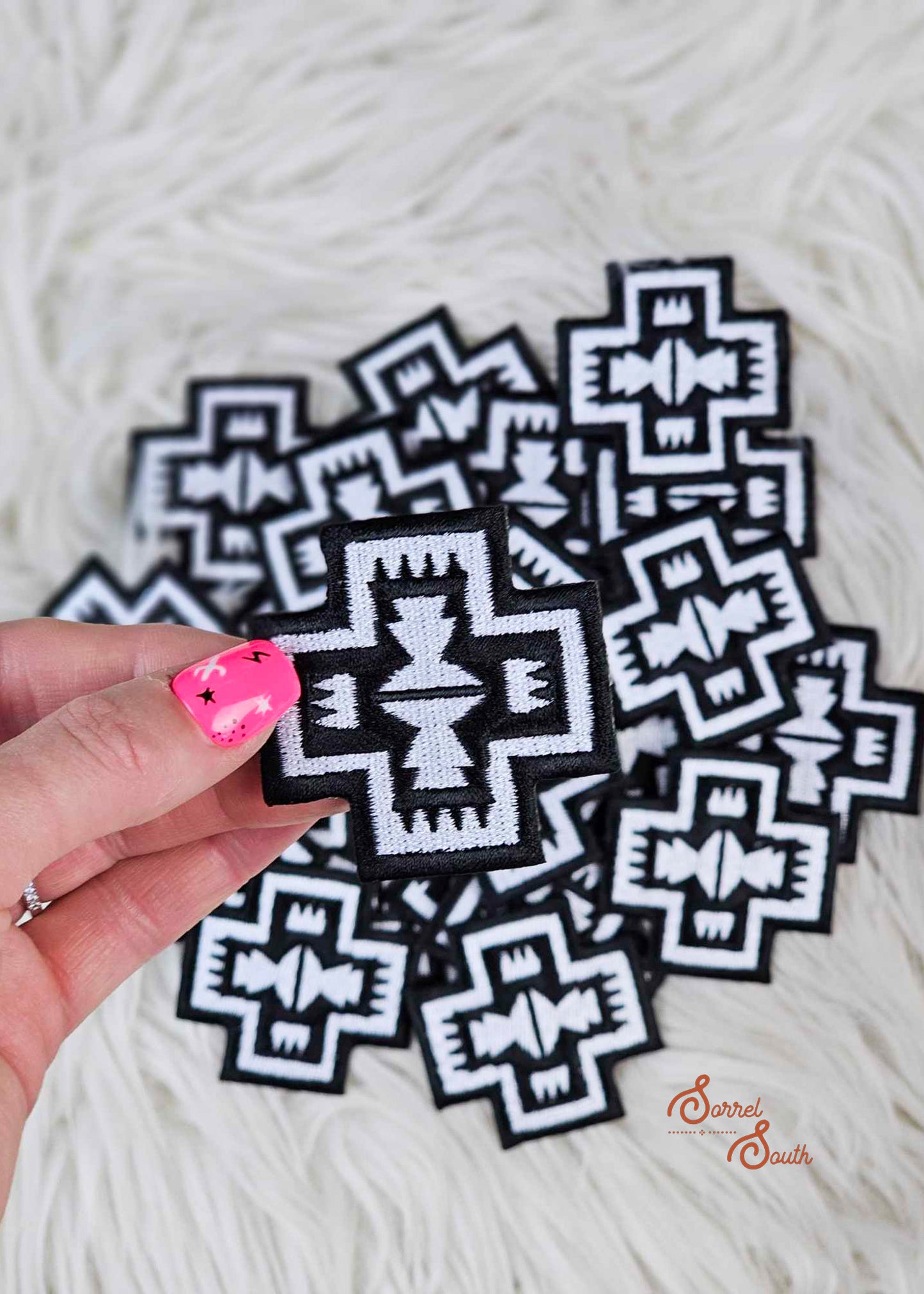 Black & White Southwestern 2" Patch, filler iron on patch