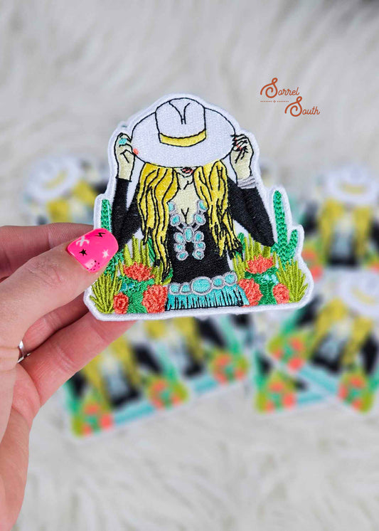 Blonde Cowgirl Patch, wholesale iron on patch