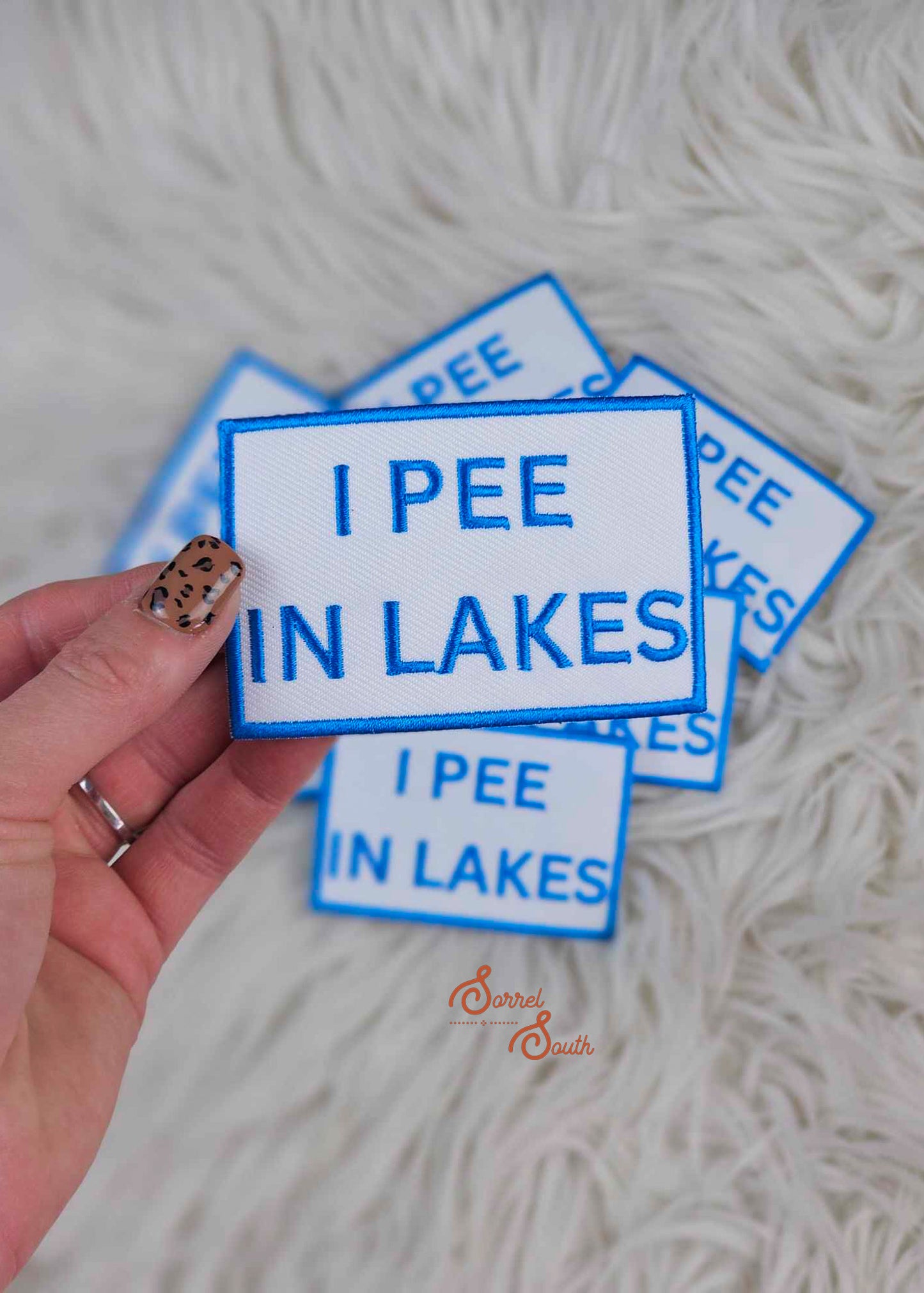 Blue I Pee In Lakes Patch, wholesale iron on patch