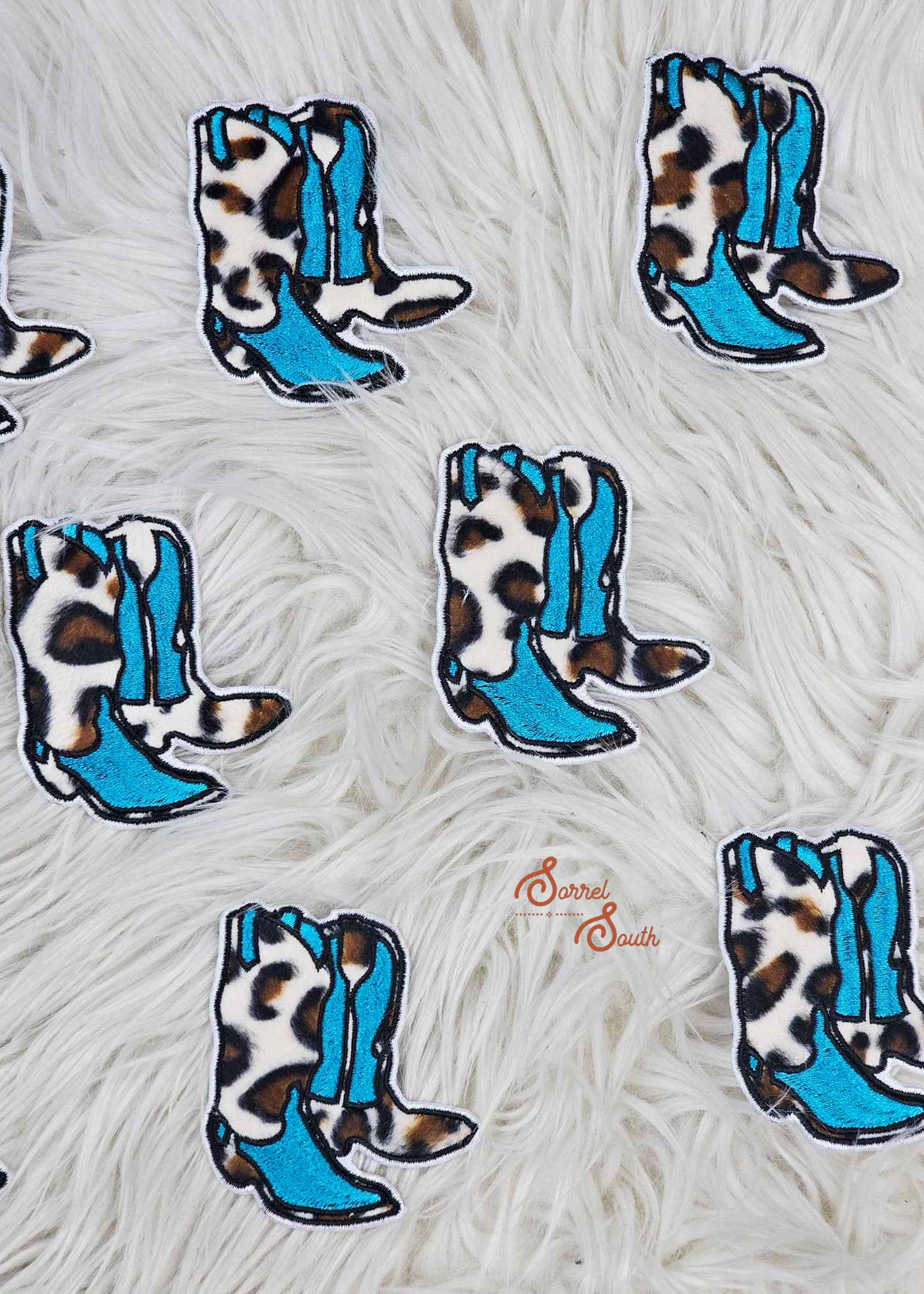 Blue & Leopard Boots Patch, wholesale iron on patch