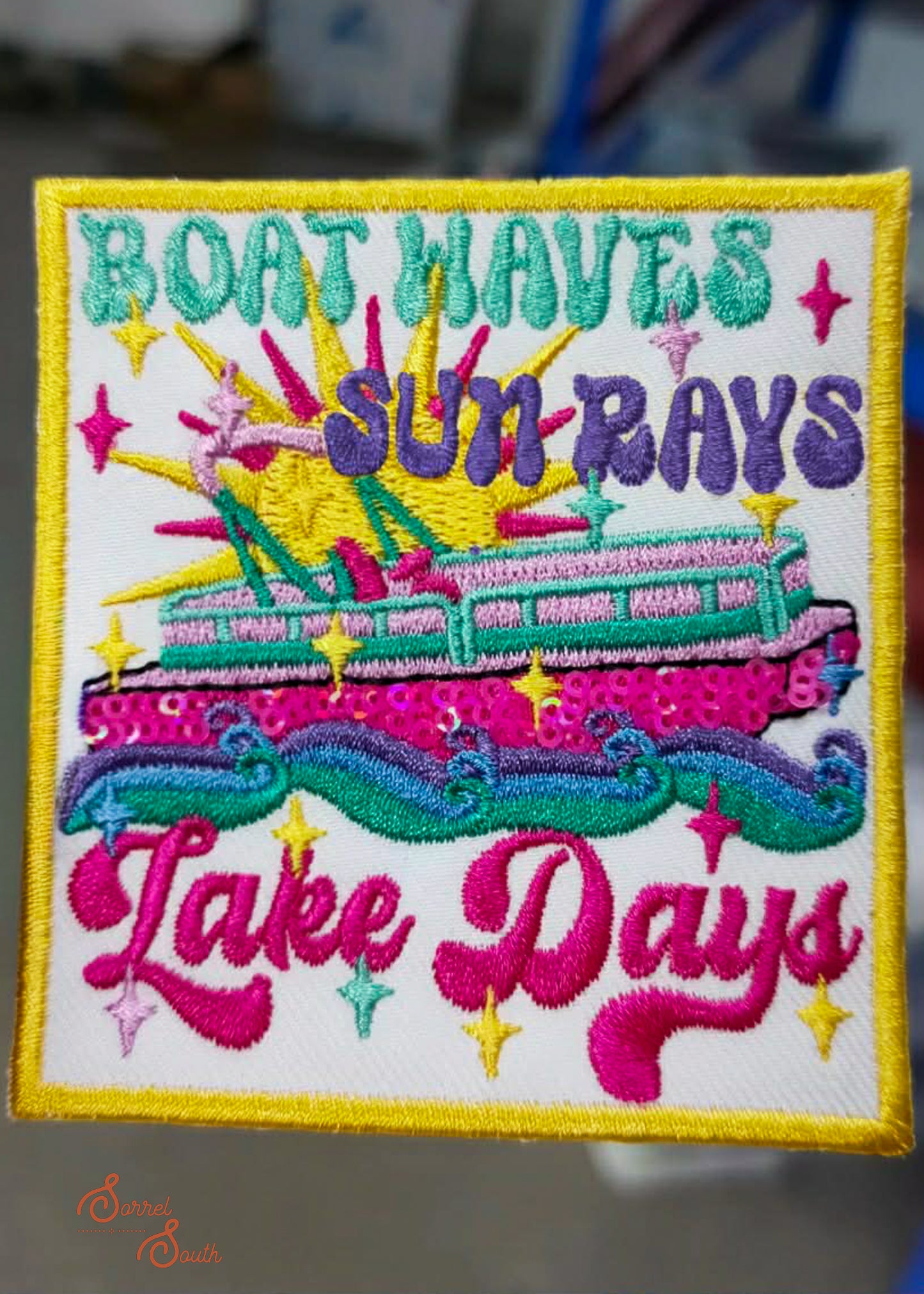 Boat Waves Sun Rays Lake Days Patch adhesive patch Sorrel South