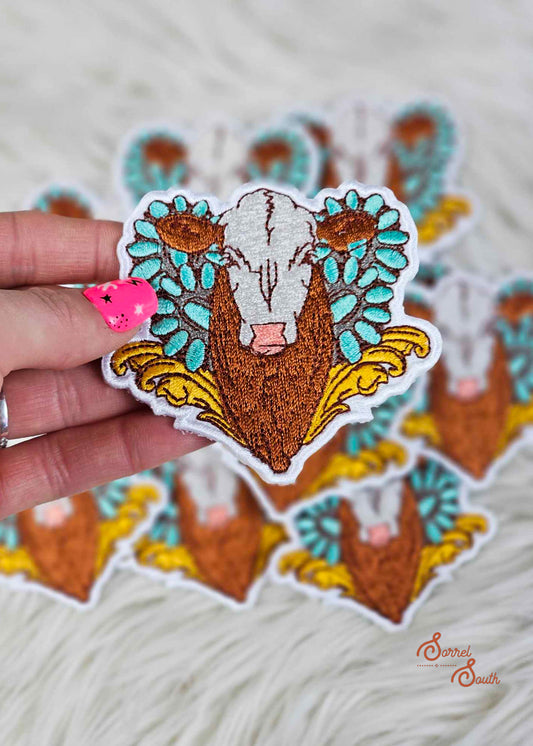 Brown Cow Turquoise Patch