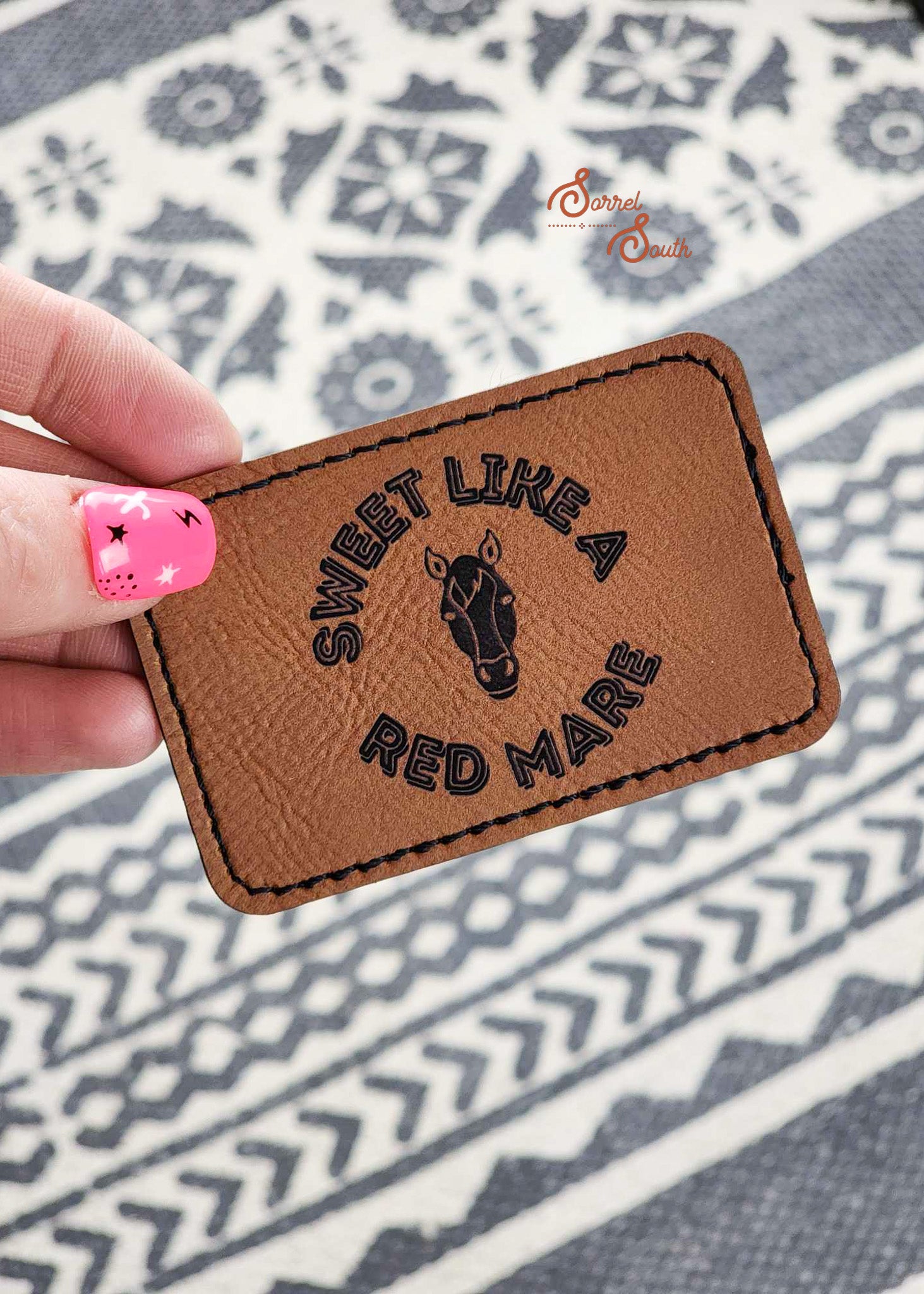 Brown Sweet Like A Red Mare Adhesive Patch - wholesale leather patches