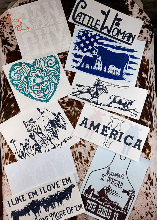 Cattle Transfer Bundle Pack of 25 screenprint transfer - assorted .50 lots Sorrel South
