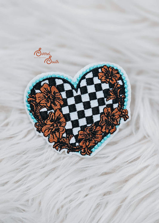 Checkered Heart Adhesive Patch