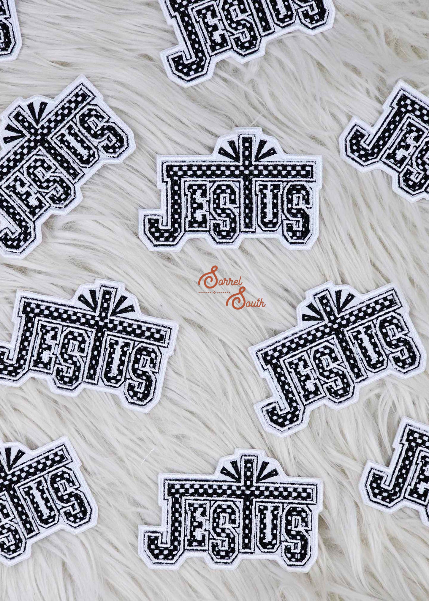 Checkered Jesus Patch, faith based iron on patch