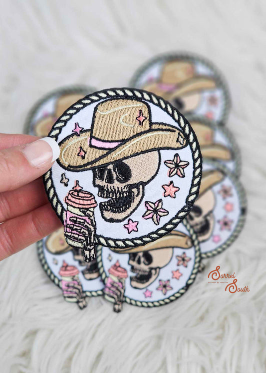 Coffee Skull Patch, wholesale iron on patches