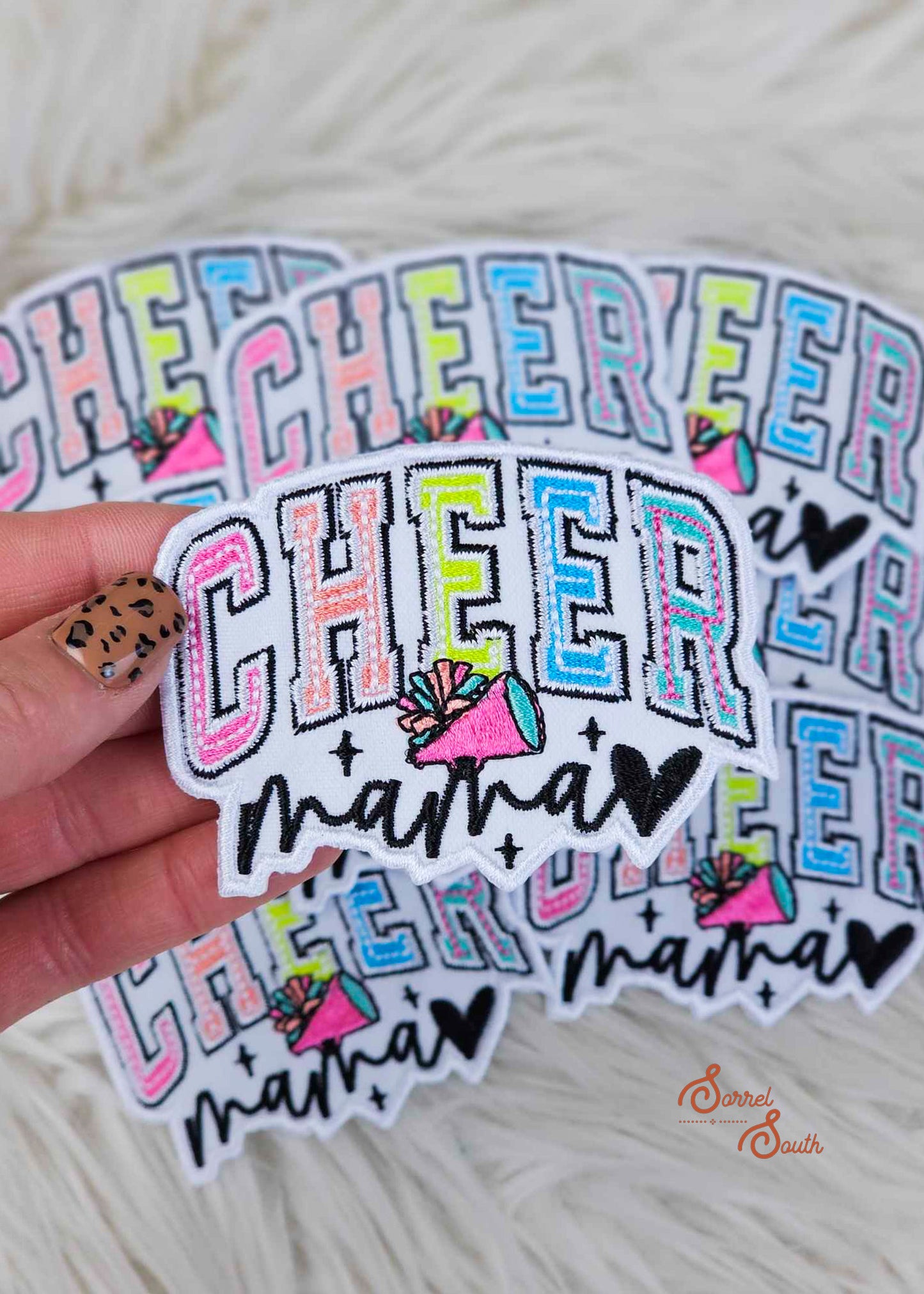 Colorful Cheer Mom Patch, wholesale iron on patch