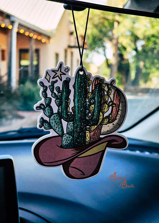 Cowboy Cactus Hat Car Air Freshener- Aloe, wholesale