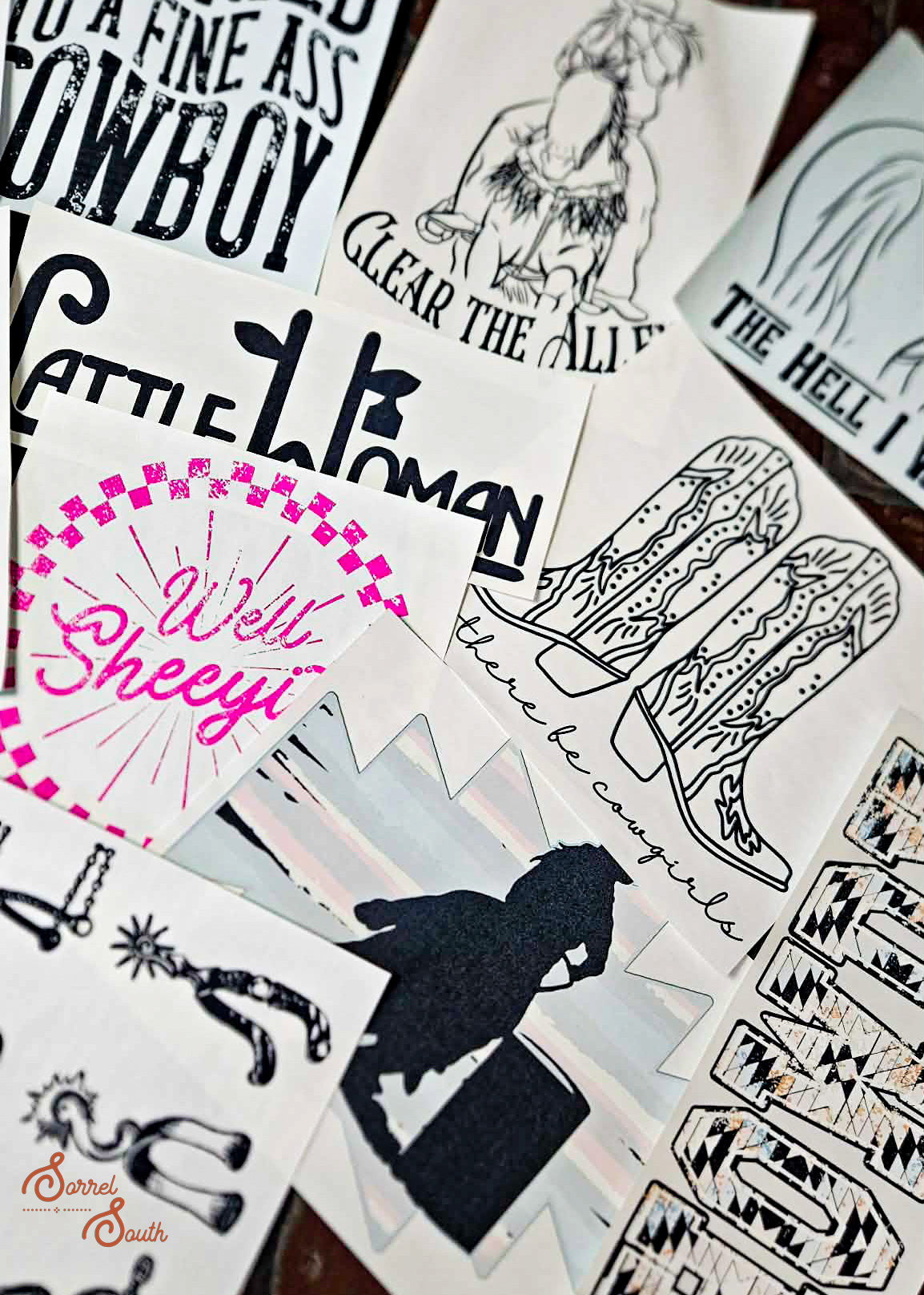 The Cowgirl Transfer Bundle Pack of 50 (All Transfers not pictured) screenprint transfer - assorted .50 lots Sorrel South