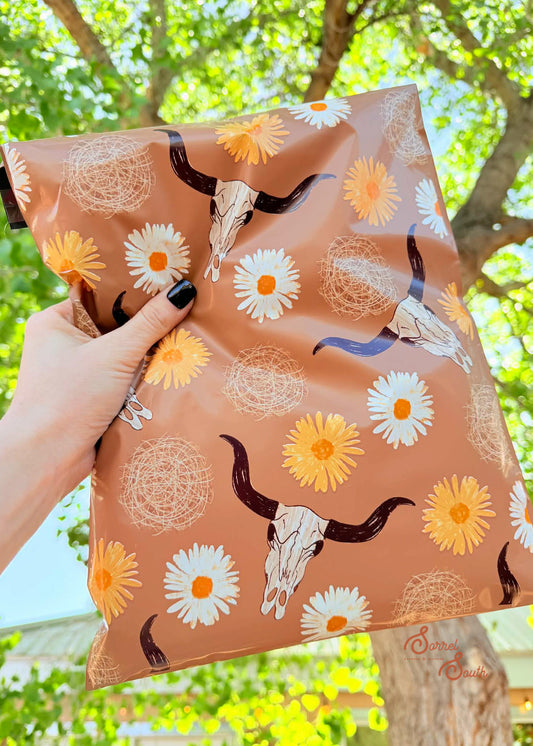 10" x 13" Daisy Steer Skull Poly Mailers poly mailer Sorrel South