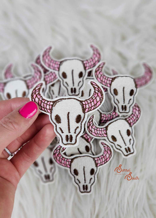 Disco Steer Skull Patch, wholesale iron on patch