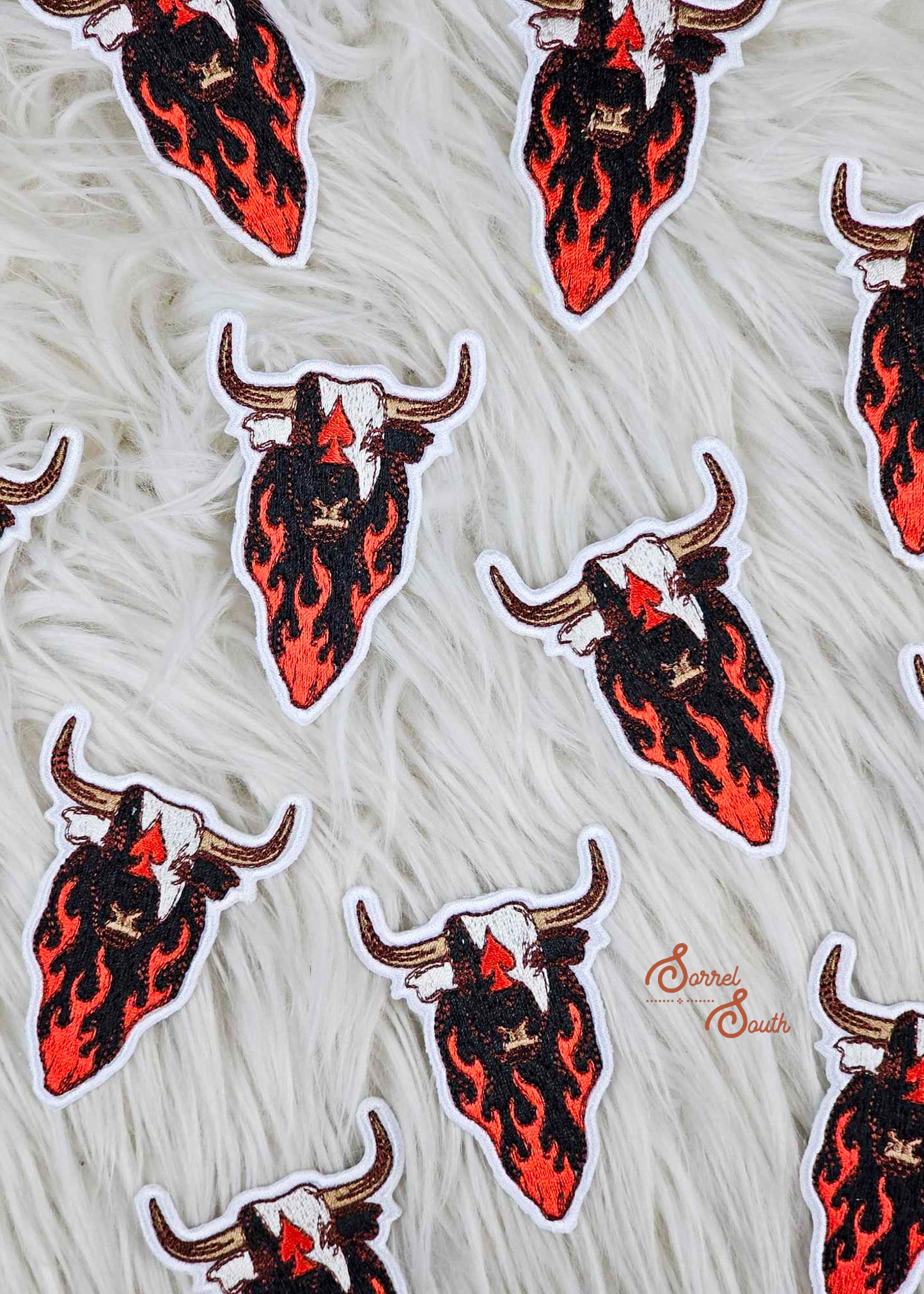 Flamin' Bull Patch, wholesale iron on