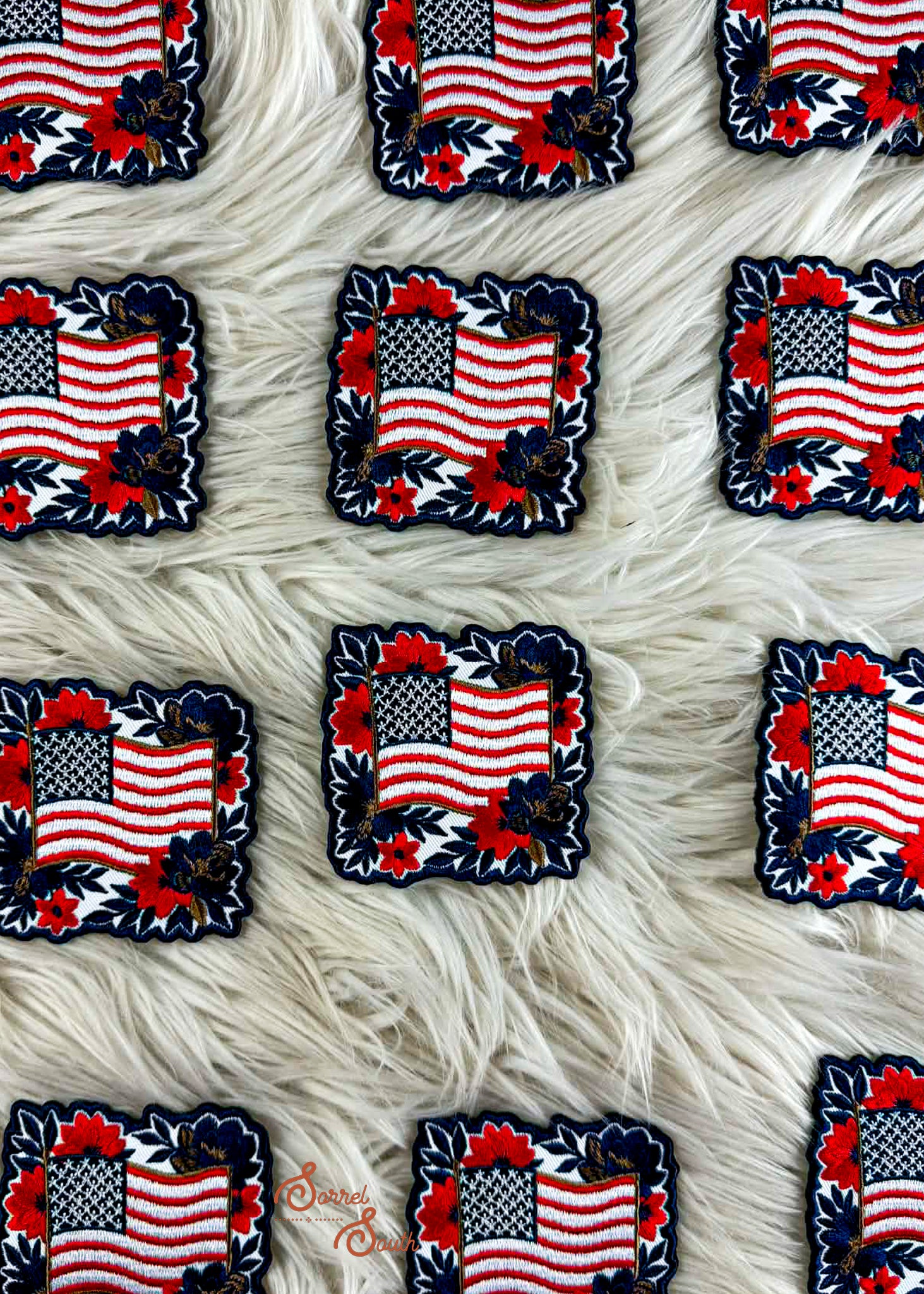 Floral American Flag Patch adhesive patch Sorrel South