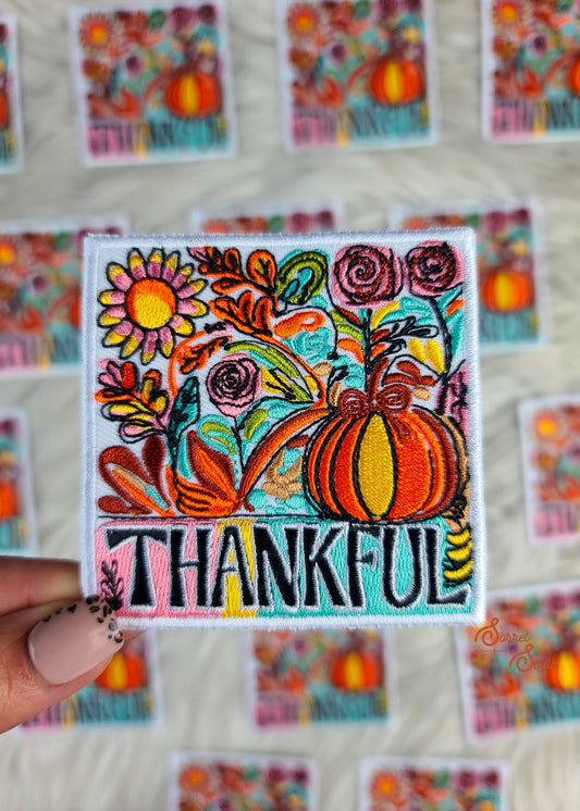 Floral Pumpkin Thankful Patch adhesive patch Sorrel South