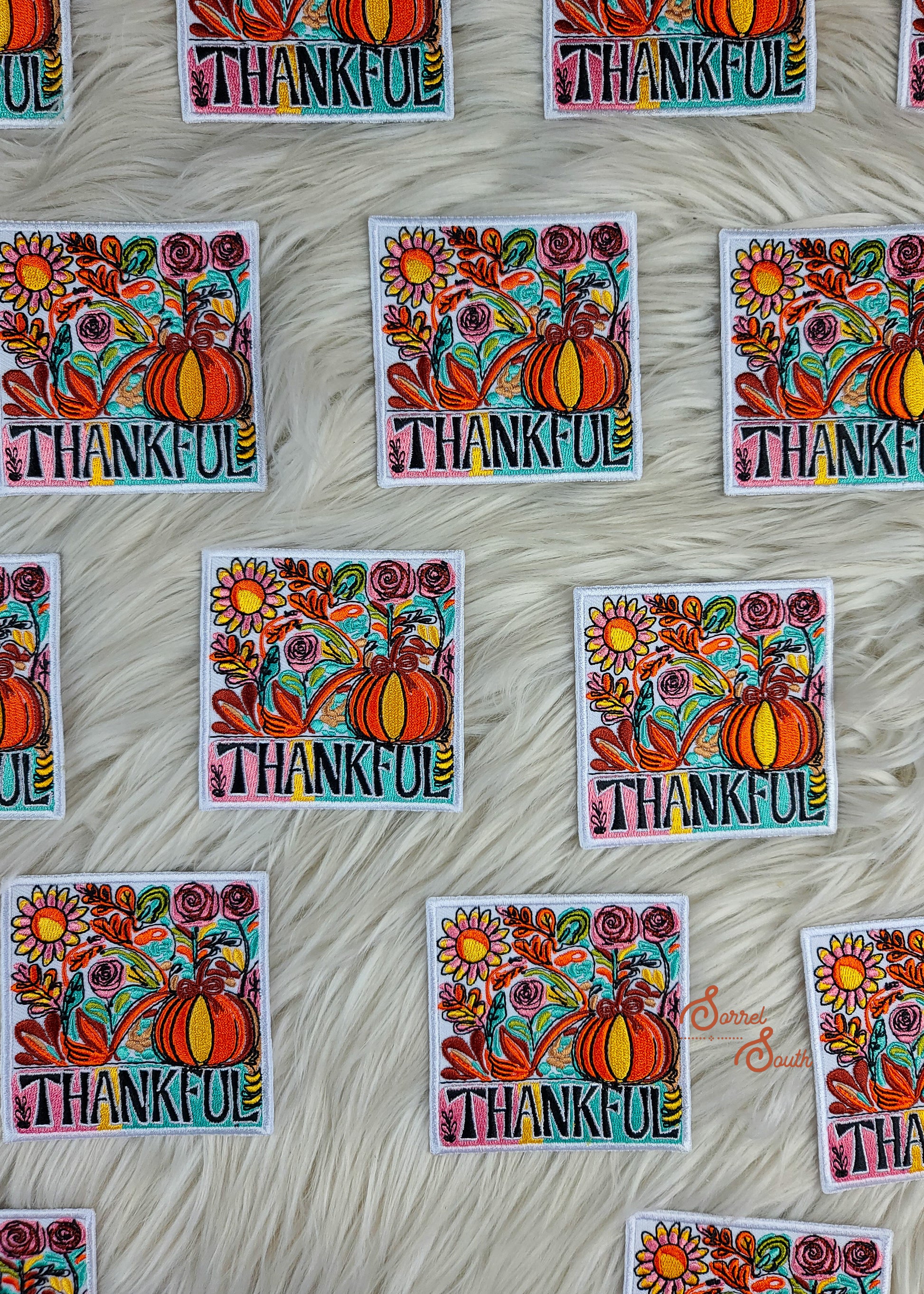 Floral Pumpkin Thankful Patch adhesive patch Sorrel South