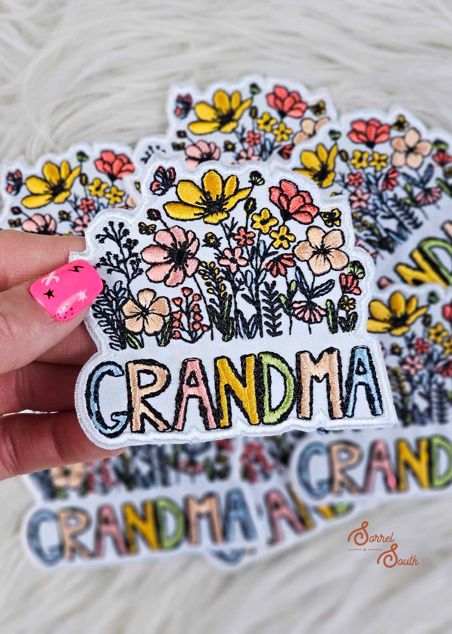 Floral GRANDMA Patch, wholesale iron on patch