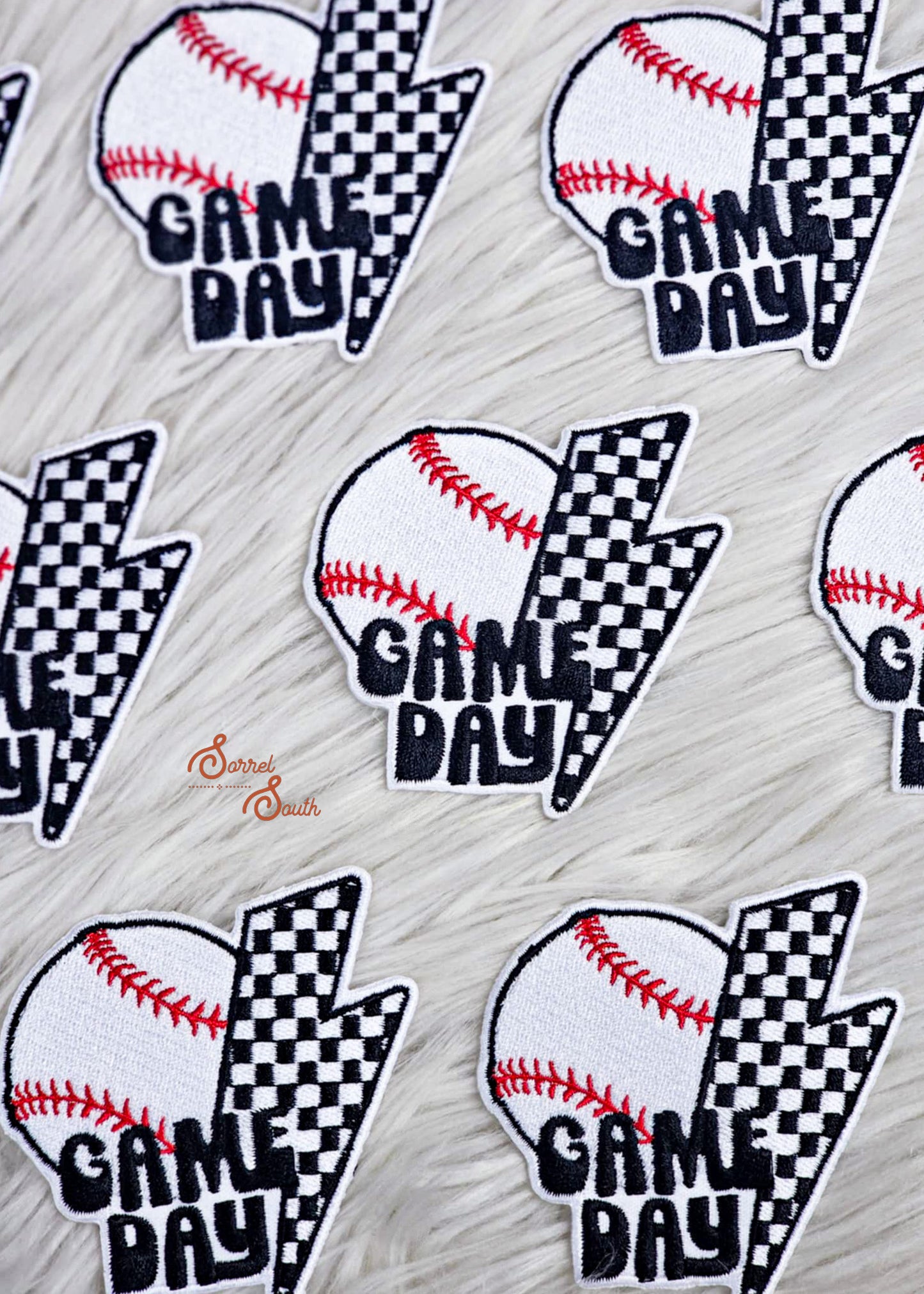 Game Day Baseball Lightning Bolt Patch