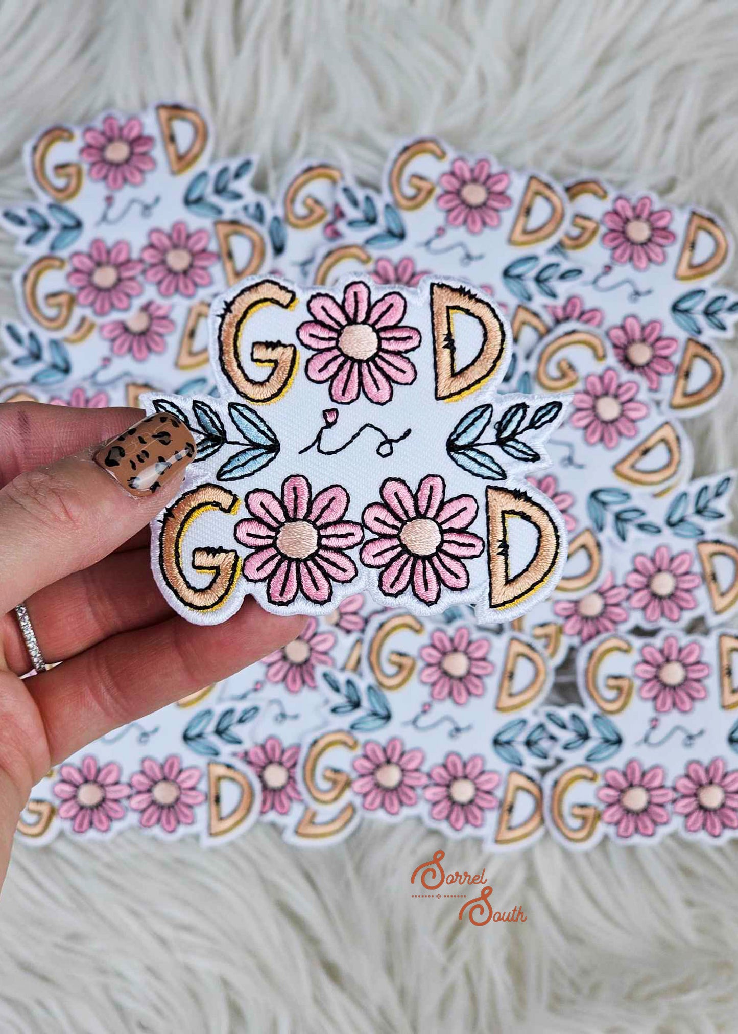 God is Good Floral Patch, faith based iron on patches