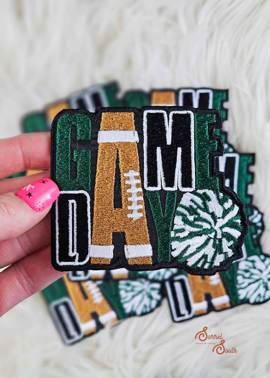 Green Game Day Patch, football iron on patch