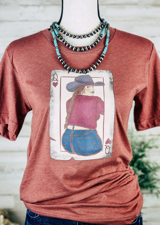 Heather Clay Queen Cowgirl Short Sleeve Graphic Tee