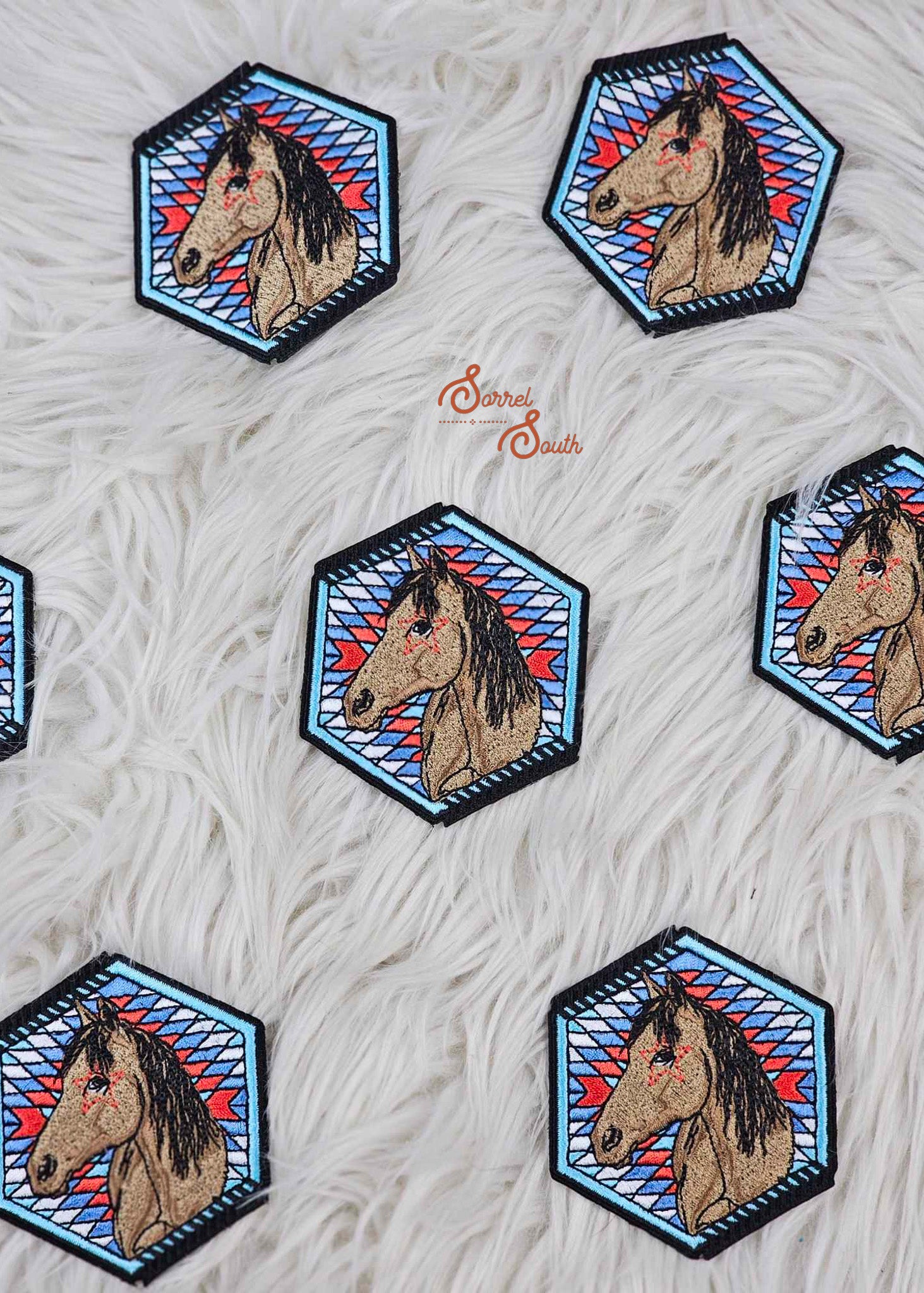 Horse Aztec Hexagon Patch, iron on western wholesale patches