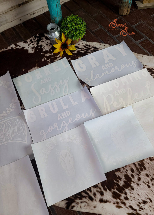 Horse Coat Color Transfer Bundle Pack of 10 screenprint transfer - assorted .50 lots Sorrel South