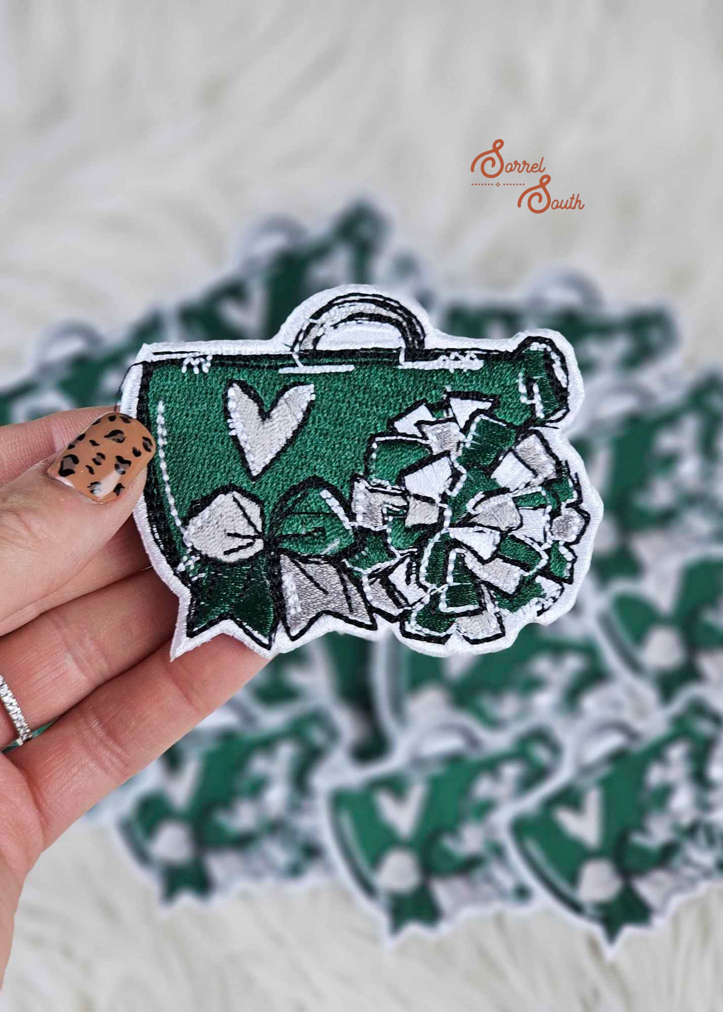 Hunter Green Cheer Patch, iron on patch, cheerleading, cheer mom