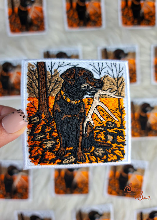 Hunting Dog with Antler Patch adhesive patch Sorrel South