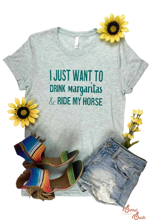 I Just Want to Drink Margaritas and Ride My Horse Screenprint Transfer