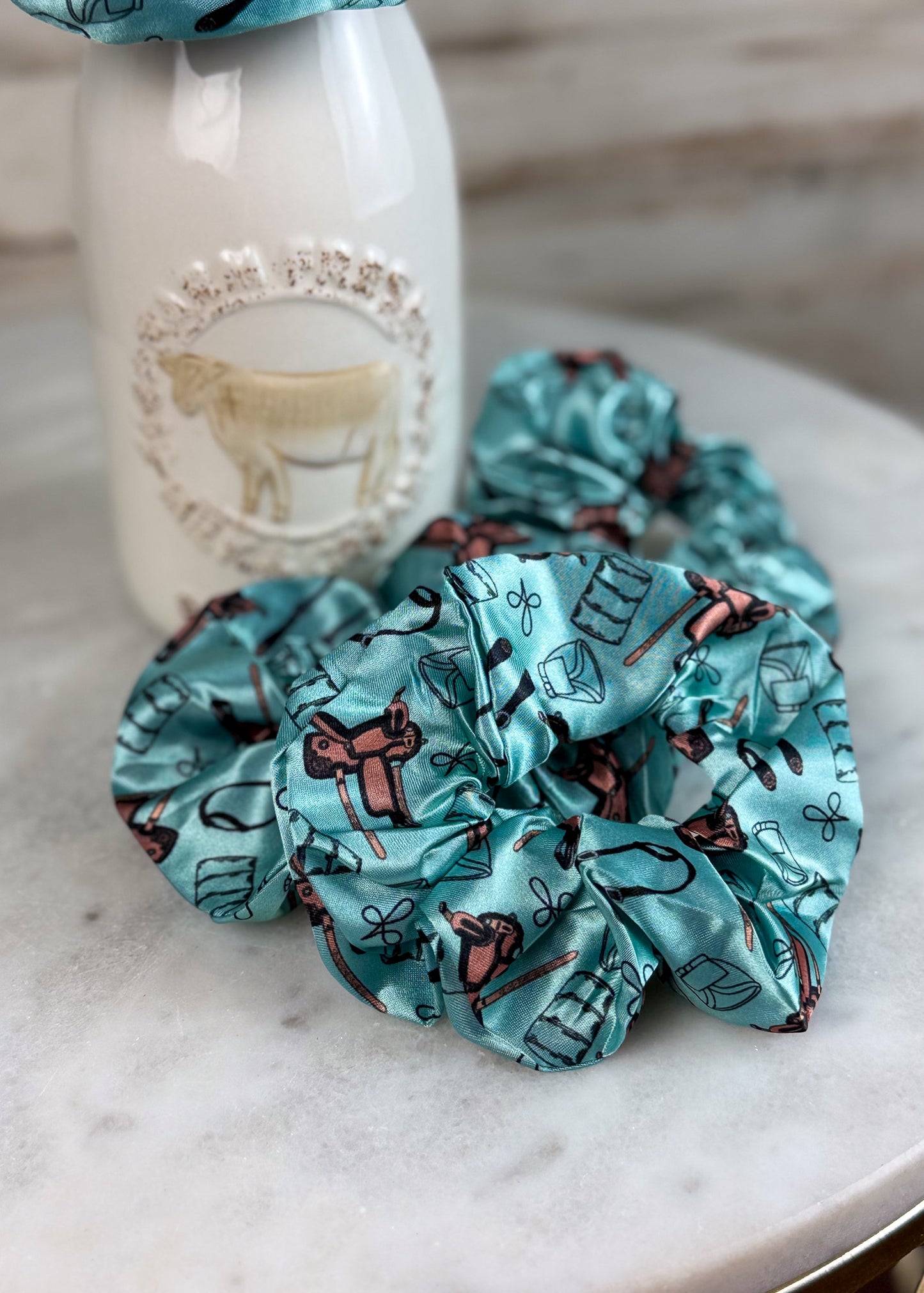 Turquoise Barrel Racer Silky Scrunchie Scrunchie Sorrel South