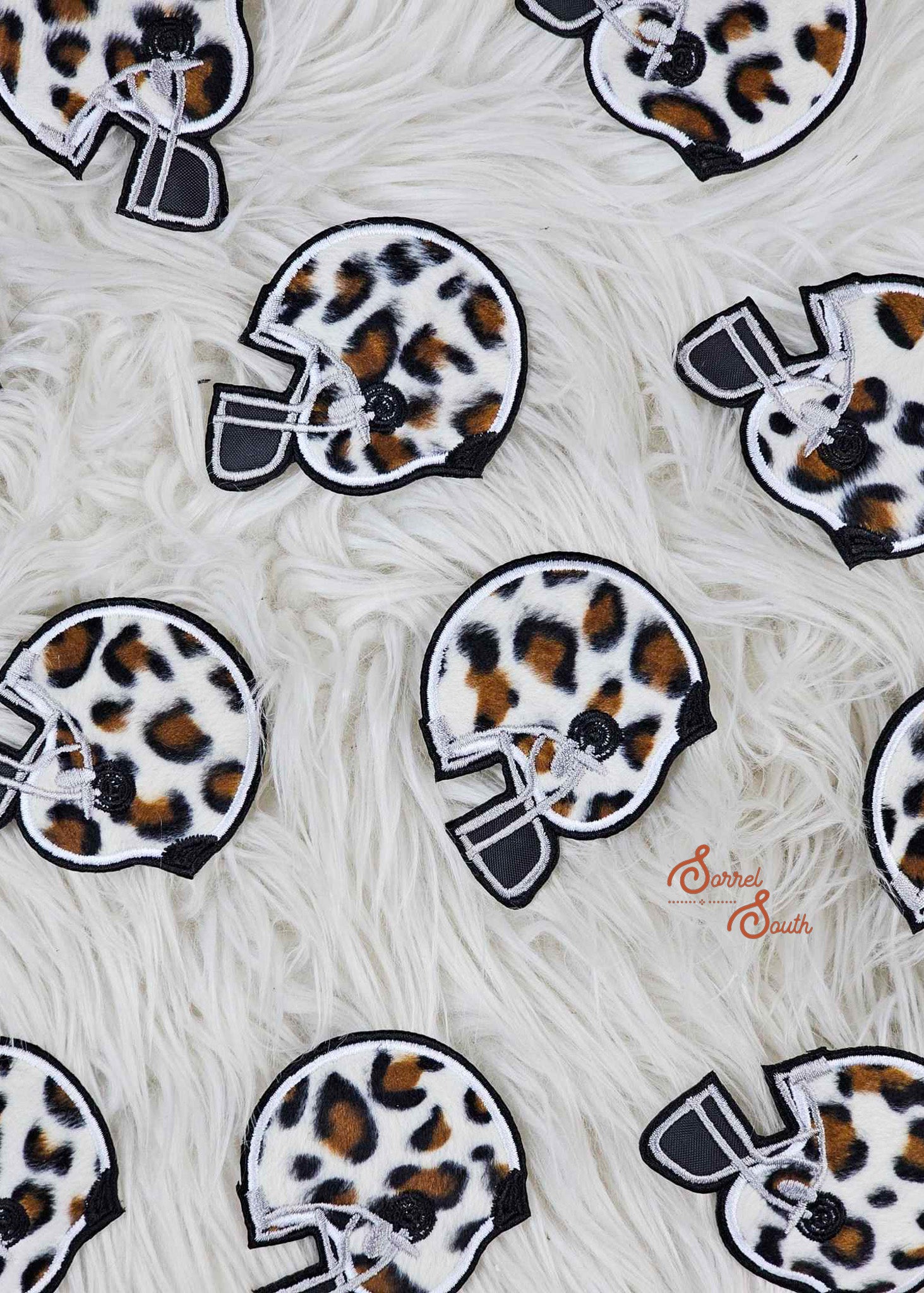 football helmet with leopard, wholesale iron on patches