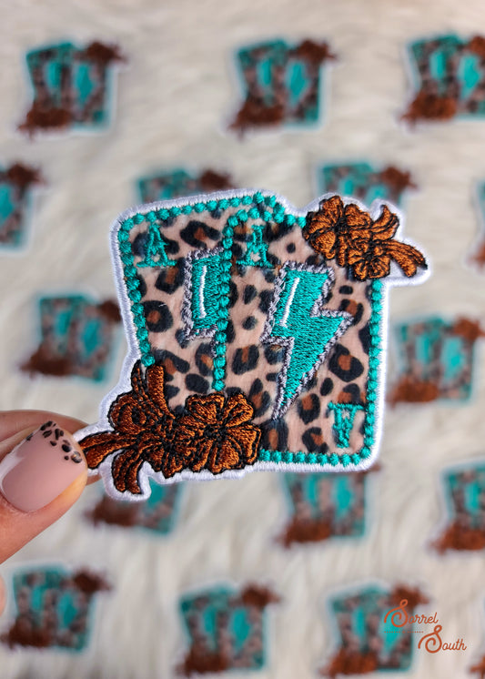 Leopard & Turquoise Lightning Aces Patch adhesive patch Sorrel South